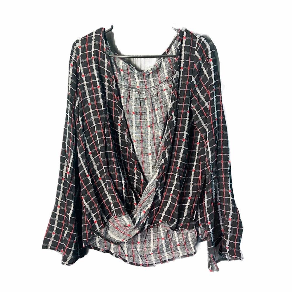 Charlotte Russe Boho Plaid Print Top, size L